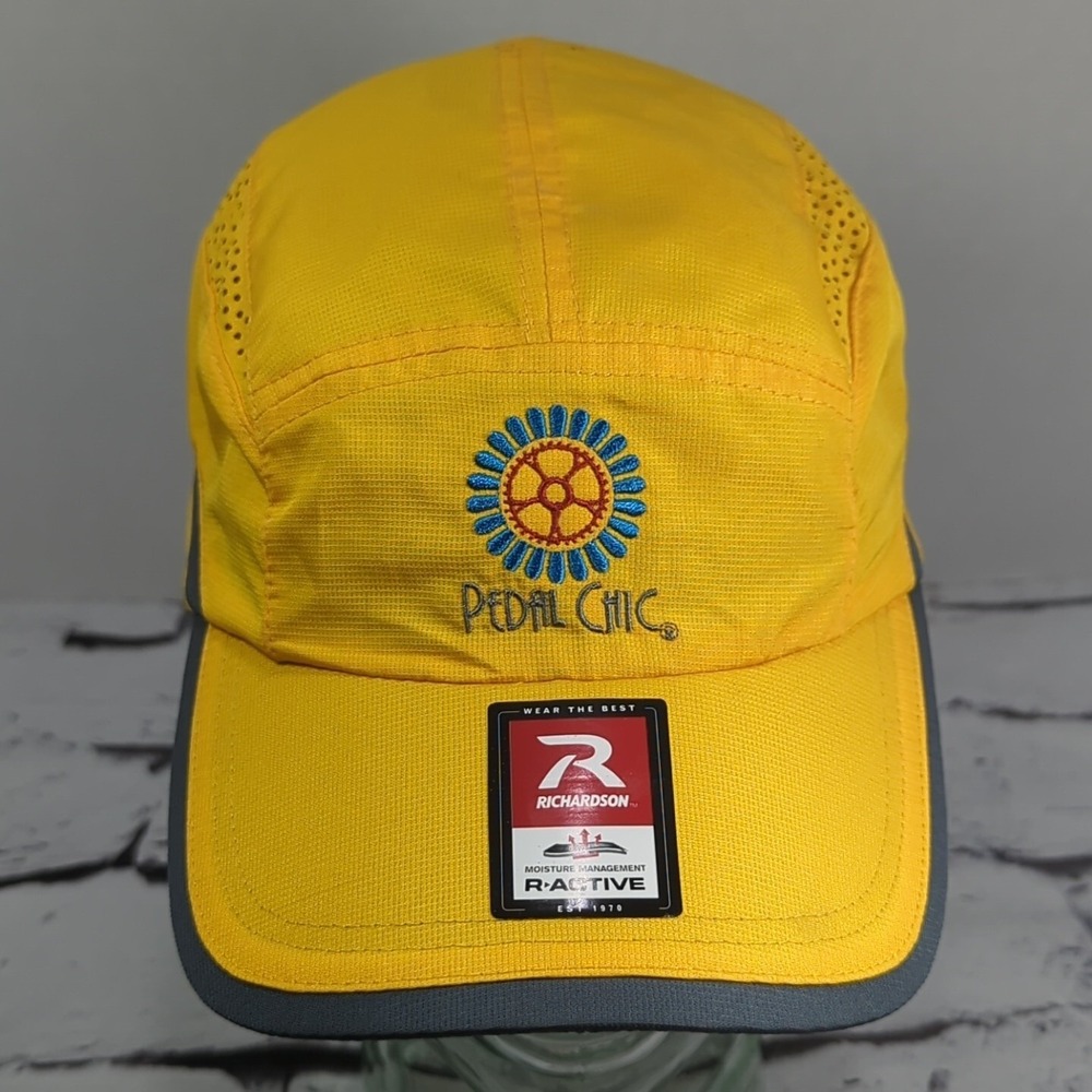 Pedal Chic Yellow Hat Adjustable Athletic Cycling Ball Cap